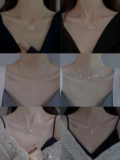 Kalung Aesthetic, Korean Style Minimalist, Simplistic Jewelry, قلادات متدلية, Neck Pieces Jewelry, Minimalist Color, Fancy Jewelry Necklace, Pretty Jewelry Necklaces, Fancy Jewellery Designs