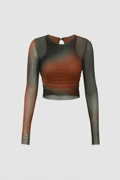 Orange Long Sleeve Top, Mesh Long Sleeve Top, Mesh T Shirt, Mesh Long Sleeve, Faux Leather Skirt, Grunge Style, List Style, Mode Vintage, Autumn Fashion Women