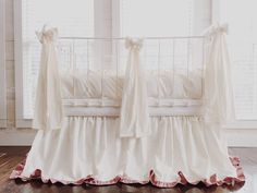 Ivory + Blush | Ruffled Crib Bedding Set Luxury Crib, Crib Bows, Luxury Crib Bedding, Bedding For Girls, White Crib Bedding, Pink Crib Bedding, Baby Girl Crib Bedding Sets, Ruffle Crib Skirt