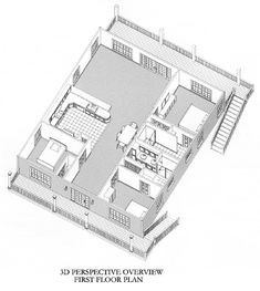 an architectural drawing of a house with the first floor plan