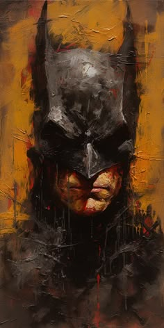 an abstract painting of batman's face