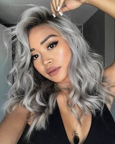 Grey Hair Wig, Grey Ombre Hair, Scene Girl, Silver Hair Color, Silver Grey Hair, Silver Blonde, Ombre Hair Color, Grey Hair Color, Hair Color For Black Hair