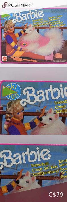 Vintage Mattel 1990 Ski Fun Barbie Snowball Dog 8347, New! The Box, Closet Vintage, Signs, Dogs, Closet