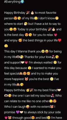 the text is written in different languages and it says happy birthday to my best friend