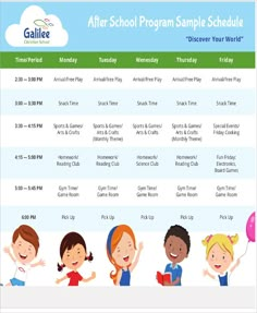 the after school program sample schedule is available for all ages and abilities to participate in