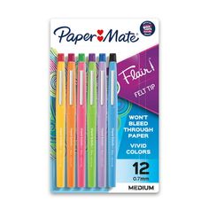 four different colored paper mate pens