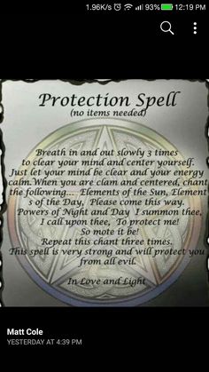 the protection spell is displayed in this screenshot