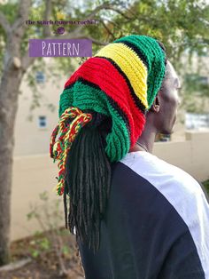 PLEASE READ: This is Digital Crochet Pattern PDF Download, not a finished product Jam out to your favorite reggae music with your favorite people, as you rock your own handcrafted rasta-inspired tube hat. It's the perfect way to maintain your hair and keep it from getting in the way as you vibe through life. Be inspired by the music, and come up with colors that flow with your personality and soul, or do the timeless Rastafarian Colors: red, black, green, and yellow/gold. And you don't have to h Loc Sock, Tam Hat, Crochet Dreads, Crochet Headbands, Dashiki Dress, 4mm Crochet Hook, Rasta Colors, Ear Warmer Headband, Dread Hairstyles