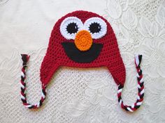 a crocheted hat with an angry bird on it