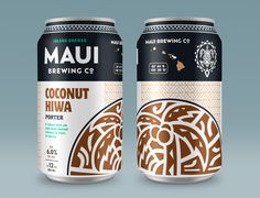 two cans of mau brewing co's coconut hiwa are shown side by side