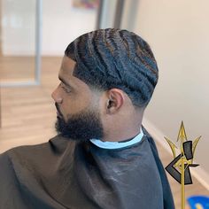 Waves With Beard, African Men Hairstyles, Straight Hair Waves, Types Of Fade Haircut, Black Men Beard Styles, Natural Hair Men