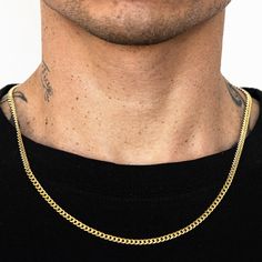 This 18k Yellow Gold Solid Miami Cuban Chain is a stunning and bold accessory for men who appreciate unique design and superior quality. Made with authentic 18k yellow gold, this chain features a sturdy and impressive pattern of interlocking Miami Cuban links that create a strong and distinctive look. The Lobster Lock ensures that the chain stays securely fastened around your neck. This chain is perfect for those who want to make a statement and comes in various lengths to suit your preference a Men Gold Chain, 10k Gold Chain, Clean Gold Jewelry, Miami Cuban Link, Bold Accessories, Popular Color