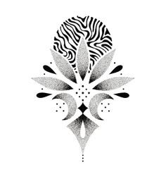 a black and white drawing of a flower with swirls in the center on a white background