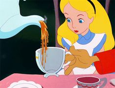 an image of a cartoon character pouring tea into a cup with the caption, the economy