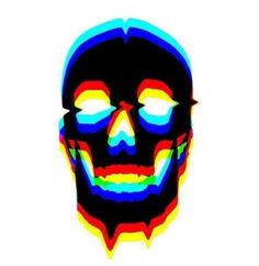 a multicolored skull is shown in this image