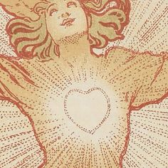 a drawing of a woman with wings and a heart on her chest