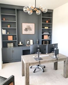 (paid link) Project Home DIY - Monthly DIY Home Decor Two Desks, Office Shelving, Decorating Shelves