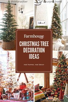 christmas tree decoration ideas are featured in this collage