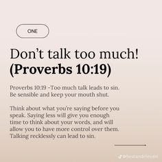 an ad with the text don't talk too much provers 10 19