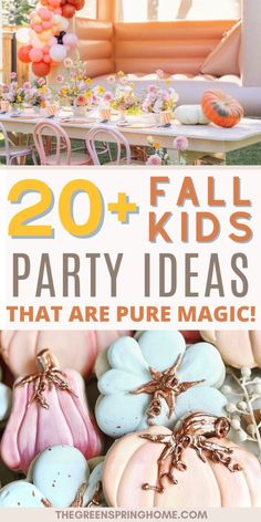 Looking for some creative fall kids birthday party ideas?! You're going to love this list of fall entertaining ideas for party decorations, favors, games, activities, food, desserts and more! There's even some Halloween inspired party ideas too. #fallparty #fallbirthday #kidsbirthday Fall Fairy Party, Fall Kids Birthday Party Ideas, Birthday Party Ideas Fall, November Birthday Party Ideas, Fall Entertaining Ideas, Fall Kids Party, November Birthday Party, Ideas For Party Decorations, Outside Birthday Parties