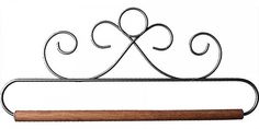 a metal rack with two hearts on it and a wooden handle for the top shelf