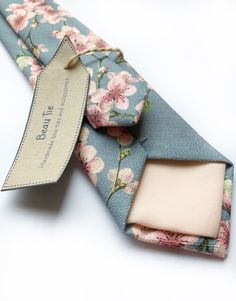 Men’s cherry blossom pink and blue tie #cherryblossom #cherryblossomtie #cherryblossomwedding #mensfloraltie #floralweddingtie #floralwedding #groomsmentie #groomswear #groomsfloraltie #mensbluetie #pinkfloraltie Grooms Outfit, Groom Suits, Pink Cherry Blossom, Blue Cherry