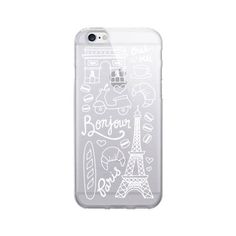 an iphone case with the eiffel tower in white ink on clear plastic material