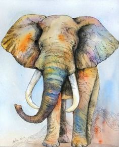 an elephant painted on a white pillow