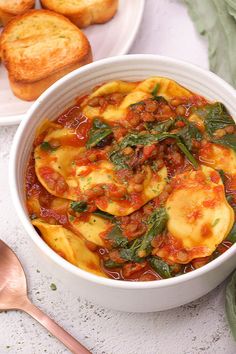 Ravioli Recipe, Porcini Mushrooms, Pasta Sauces, Ground Turmeric, Chopped Tomatoes, Crushed Tomatoes, Baby Spinach, Easy Vegetarian, Cayenne Peppers