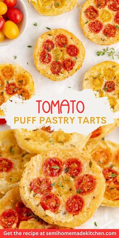 tomato puff pastry tarts with text overlay