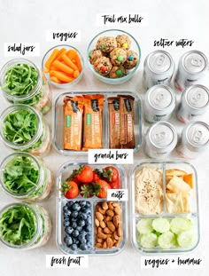 the contents of a healthy meal laid out in plastic containers