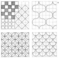 four different patterns that have been drawn on paper