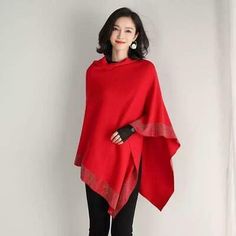 Item Type: Cape, Poncho. Style: Modern, Trendy. Season: Fall, Winter. Pattern: Solid. Plain Sweaters, Knitted Cape, Bat Sleeve, Cape Coat, Wool Shawl, Poncho Cape, Poncho Sweater, Loose Sweater, Knitted Shawls