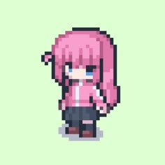 an image of a pixelated character in pink