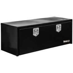 a large black storage box with two doors