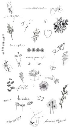 an image of flowers and hearts drawn on paper