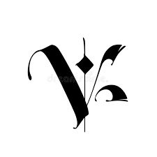 the letter v is made up of black letters and flowers on a white background royalty illustration