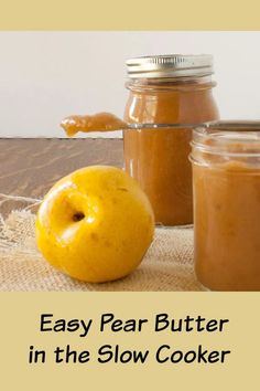 an easy pear butter in the slow cooker is ready to be used for desserts