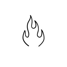 a black and white drawing of a flame