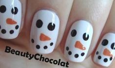 Snowmen Nails - Winter Christmas Nail Art Snowman Nail, Snowman Nail Art, Diy Christmas Nail Art, Nail Art Noel, Christmas Nails Diy, Snowman Nails, Easy Manicure, Special Nails