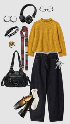 Grey Turtle Neck Outfit, Flat Lay Outfit, Eclectic Outfits, Midsize Outfits, Cute Fits, Casual Style Outfits, Fashion Inspo Outfits