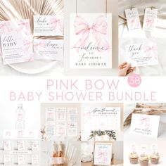 pink bow baby shower party bundle