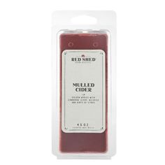 the red shed mulled cider wax is packaged in a plastic package on a white background