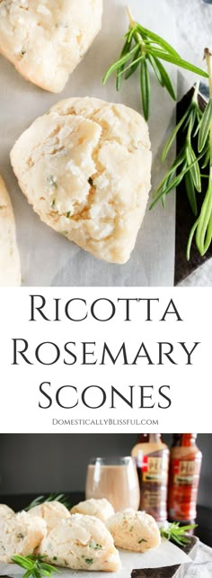 ricotta rosemary scones on a white plate