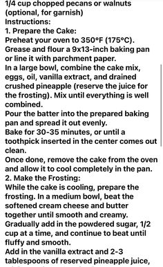 Crushed Pineapple, Chopped Pecans, Baking Pans, Vanilla Extract