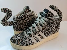 Adidas Jeremy Scott JS Leopard Tails SKU: V24536  US Men Size US 10.5  used no box 100% Authentic Leopard Adidas, Jeremy Scott Adidas, Cheetah Shoes, Adidas Athletic Shoes, Jeremy Scott, Swag Shoes, Pretty Shoes, Dream Shoes, Fashion Killa