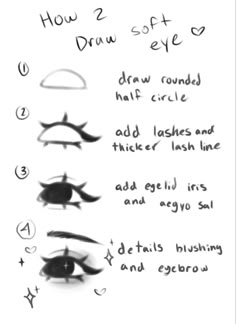 how to draw eyes with the eyeliners drawn on it and instructions for drawing them