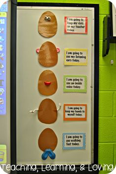 a bulletin board with different faces on it