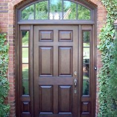 Front Door With Red Brick, Dark Wood Front Door, Painted Exterior Doors, Mahogany Front Door, Mahogany Entry Doors, Front Door Color, Best Front Door Colors, Wood Front Door