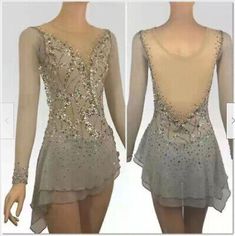 the back of a dress with sequins on it and an image of a woman's torso